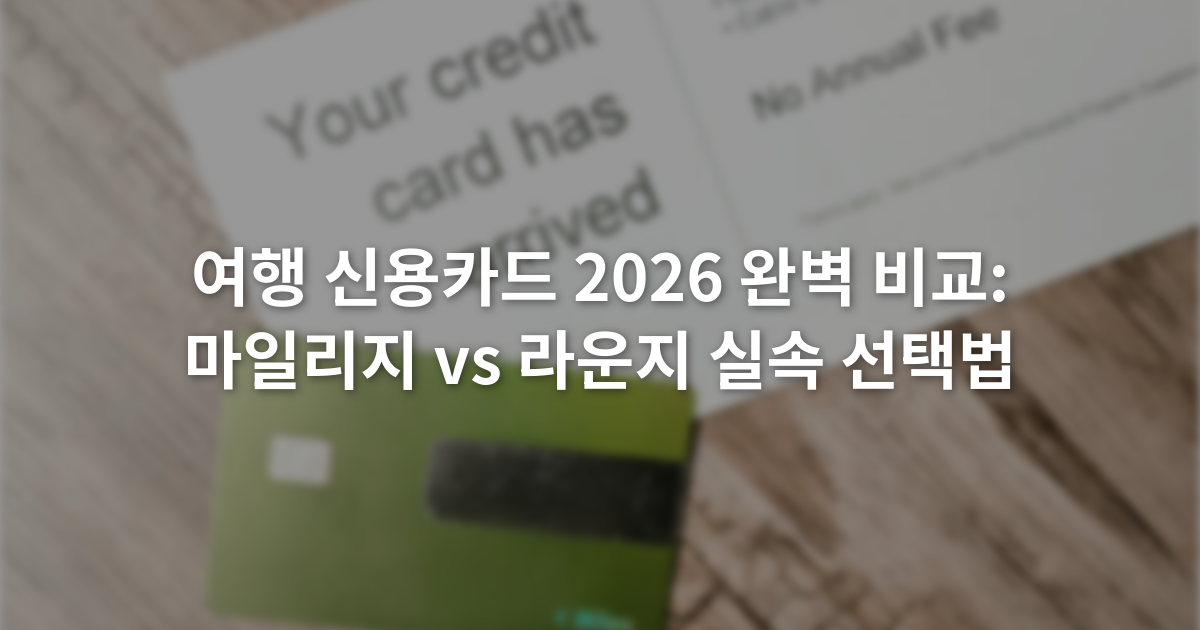 여행 신용카드 2026 완벽 비교: 마일리지 vs 라운지 실속 선택법