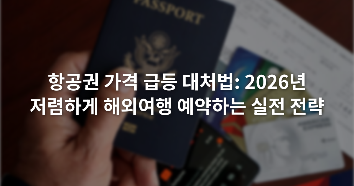 항공권 가격 급등 대처법: 2026년 저렴하게 해외여행 예약하는 실전 전략
