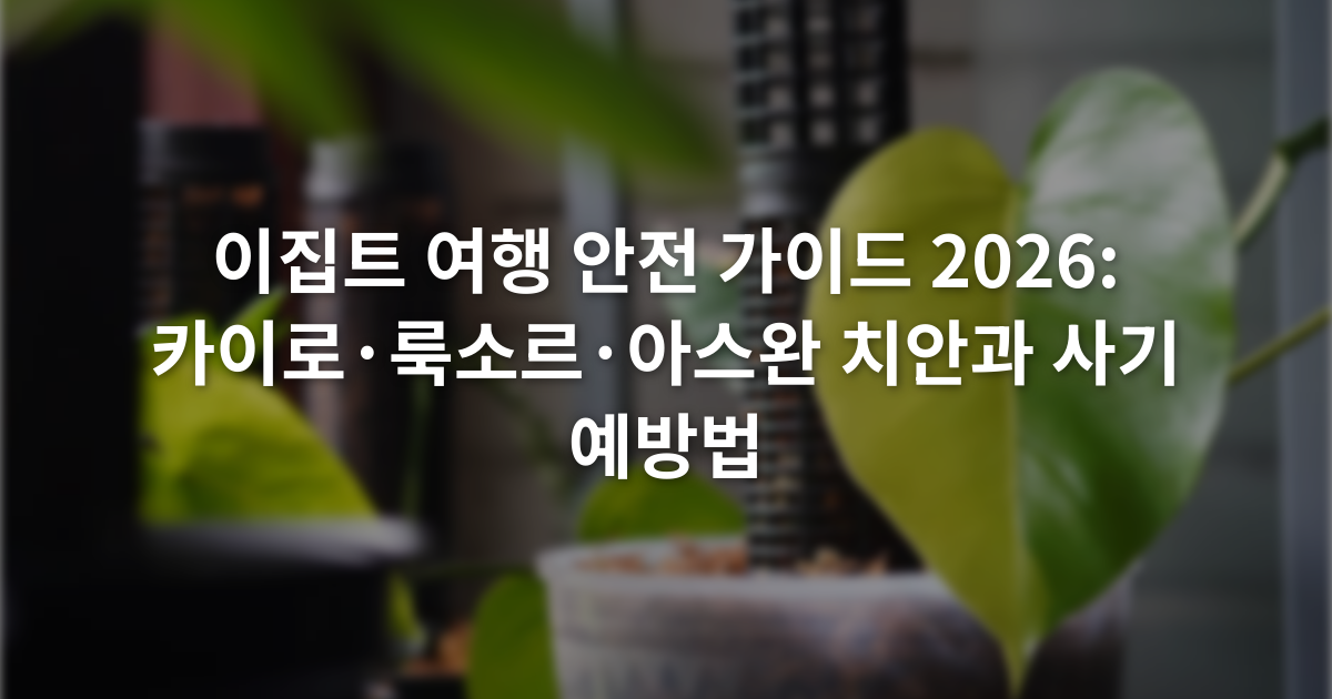 이집트 여행 안전 가이드 2026: 카이로·룩소르·아스완 치안과 사기 예방법