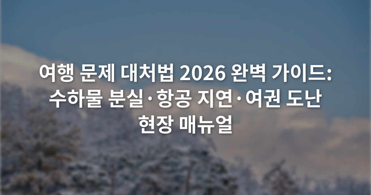 여행 문제 대처법 2026 완벽 가이드: 수하물 분실·항공 지연·여권 도난 현장 매뉴얼