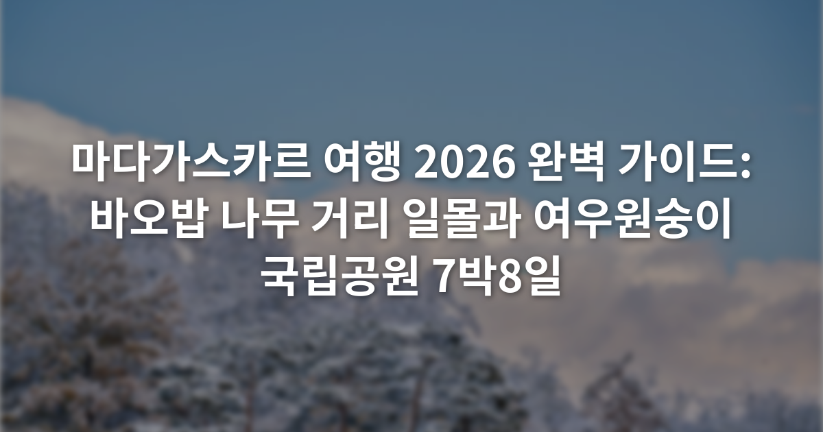 마다가스카르 여행 2026 완벽 가이드: 바오밥 나무 거리 일몰과 여우원숭이 국립공원 7박8일